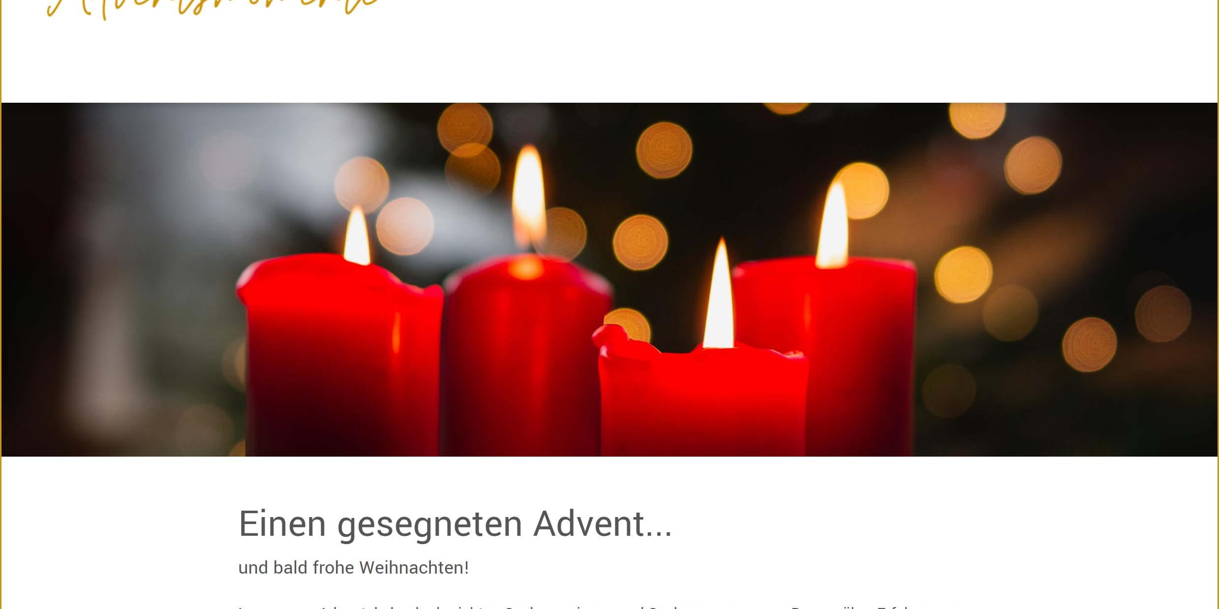 Shot der Startseite der Homepage der Adventsmomente